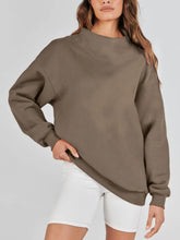 Load image into Gallery viewer, Mock Neck Drop Shoulder Long Sleeve Sweatshirt