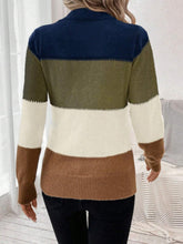 Load image into Gallery viewer, Color Block Mock Neck Long Sleeve Sweater