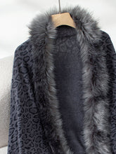 Load image into Gallery viewer, Fringe Leopard Open Front Long Sleeve Poncho