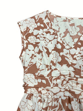 Load image into Gallery viewer, Printed V-Neck Cap Sleeve Midi Dress