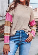 Load image into Gallery viewer, Color Block Round Neck Long Sleeve Sweater
