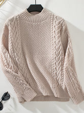 Load image into Gallery viewer, Cable-Knit Mock Neck Long Sleeve Sweater