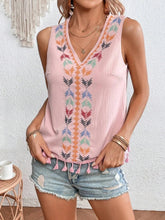 Load image into Gallery viewer, Tassel Printed V-Neck Tank