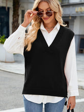 Load image into Gallery viewer, Side Slit V-Neck Sweater Vest