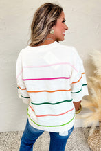 Load image into Gallery viewer, Striped Half Sleeve Drop Shoulder Sweater