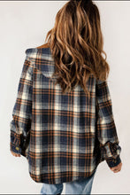Load image into Gallery viewer, Plaid Button Up Long Sleeve Hooded Jacket