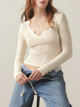 Load image into Gallery viewer, Notched Long Sleeve T-Shirt