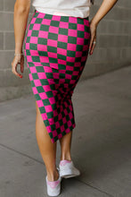 Load image into Gallery viewer, Split Checkered Midi Skirt