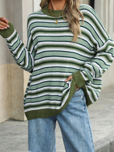 Load image into Gallery viewer, Striped Mock Neck Long Sleeve Sweater