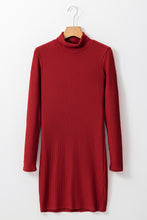 Load image into Gallery viewer, Ribbed Mock Neck Long Sleeve Mini Dress
