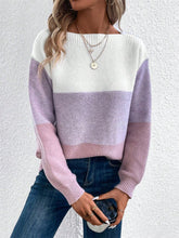 Load image into Gallery viewer, Color Block Drop Shoulder Long Sleeve Sweater