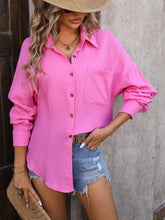 Load image into Gallery viewer, Textured Pocketed Button Up Dropped Shoulder Shirt