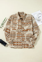 Load image into Gallery viewer, Plus Size Geometric Collared Neck Long Sleeve Jacket