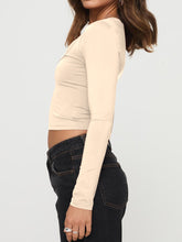Load image into Gallery viewer, Scoop Neck Long Sleeve Cropped T-Shirt
