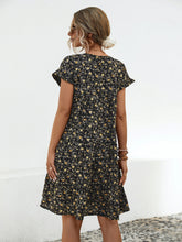 Load image into Gallery viewer, Frill Floral Round Neck Short Sleeve Tiered Dress