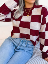 Load image into Gallery viewer, Checkered Mock Neck Long Sleeve Sweater