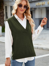 Load image into Gallery viewer, Side Slit V-Neck Sweater Vest
