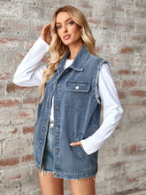 Load image into Gallery viewer, Raw Hem Sleeveless Button Up Denim Jacket