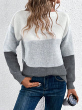 Load image into Gallery viewer, Color Block Drop Shoulder Long Sleeve Sweater