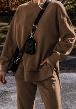 Load image into Gallery viewer, Side Slit Round Neck Long Sleeve Top and Pants Set