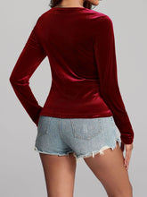 Load image into Gallery viewer, Ruched Surplice Long Sleeve Top