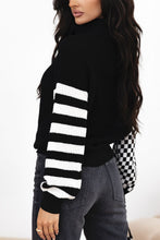 Load image into Gallery viewer, Striped & Checkered Turtleneck Dropped Shoulder Sweater