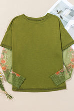 Load image into Gallery viewer, Faux Two Piece Floral Long Sleeve Patchwork Top