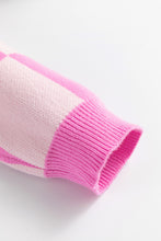 Load image into Gallery viewer, Slit Checkered Half Button Long Sleeve Sweater