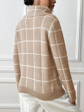Load image into Gallery viewer, Plaid Turtleneck Long Sleeve Sweater