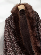 Load image into Gallery viewer, Fringe Leopard Open Front Long Sleeve Poncho