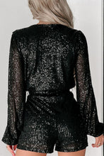 Load image into Gallery viewer, Sequin Surplice Long Sleeve Romper