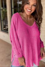 Load image into Gallery viewer, Side Slit V-Neck Long Sleeve Top