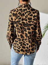 Load image into Gallery viewer, Leopard Collared Neck Long Sleeve Shirt