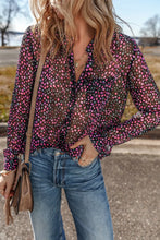 Load image into Gallery viewer, Printed Notched Long Sleeve Blouse