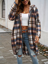 Load image into Gallery viewer, Plaid Zip Up Hooded Coat