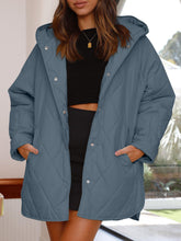 Load image into Gallery viewer, Slit Snap Down Long Sleeve Hooded Jacket