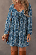Load image into Gallery viewer, Ruched Printed Long Sleeve Mini Dress
