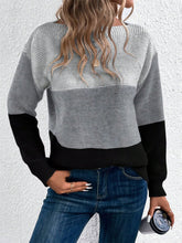 Load image into Gallery viewer, Color Block Drop Shoulder Long Sleeve Sweater