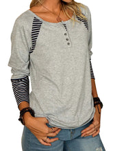 Load image into Gallery viewer, Full Size Striped Quarter Button Long Sleeve T-Shirt