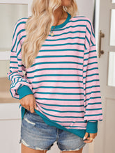 Load image into Gallery viewer, Lovelet Striped Contrast Long Sleeve Sweatshirt