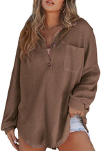 Load image into Gallery viewer, Half Button Long Sleeve Sweatshirt
