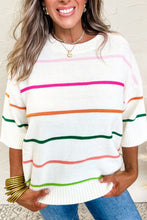 Load image into Gallery viewer, Striped Half Sleeve Drop Shoulder Sweater