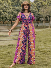 Load image into Gallery viewer, Tied V-Neck Short Sleeve Jumpsuit