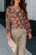 Load image into Gallery viewer, Peplum Tied Flora Long Sleeve Blouse