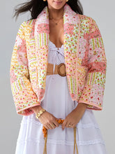 Load image into Gallery viewer, Printed Patchwork Open Front Cardigan with Pockets
