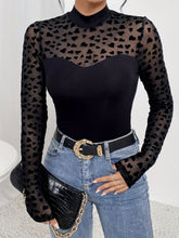 Load image into Gallery viewer, Heart Mock Neck Long Sleeve T-Shirt