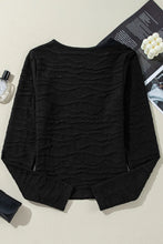 Load image into Gallery viewer, Textured Round Neck Long Sleeve Blouse