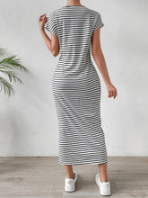 Load image into Gallery viewer, Tied Striped Round Neck Short Sleeve Tee Dress