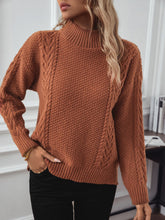 Load image into Gallery viewer, Cable-Knit Mock Neck Long Sleeve Sweater