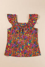 Load image into Gallery viewer, Tied Printed Square Neck Cap Sleeve Blouse